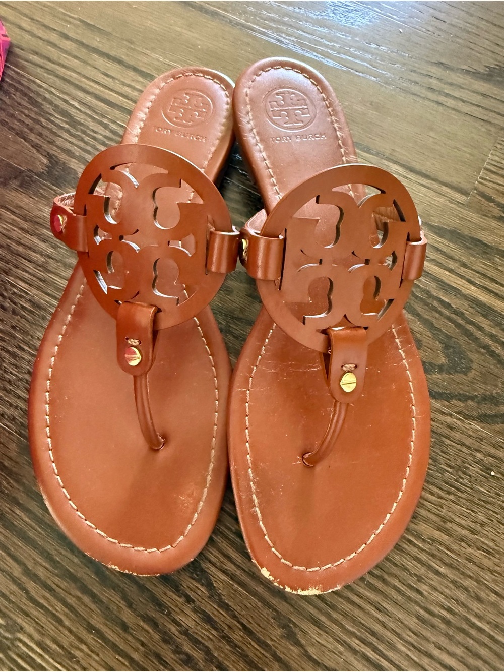 Tory Burch Women’s Miller Leather Sandals in Brown size 10 in Vintage Vachetta